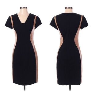 Diane Von Furstenberg Sheath Dress with Faux Leather Silhouette Detail